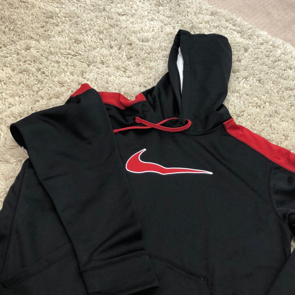 Black and red Nike swoosh hoodie
